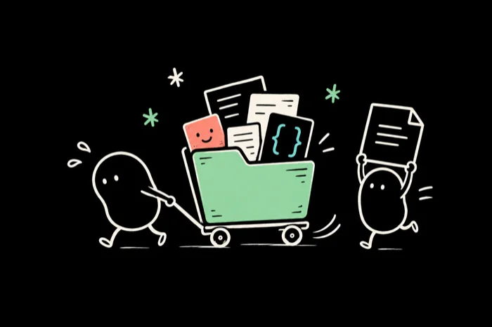 ContextDaddy's bean mascot hauling skill and context documents in a cart